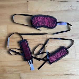 Savage Fenty red & black lace eye mask & restraint set NWT